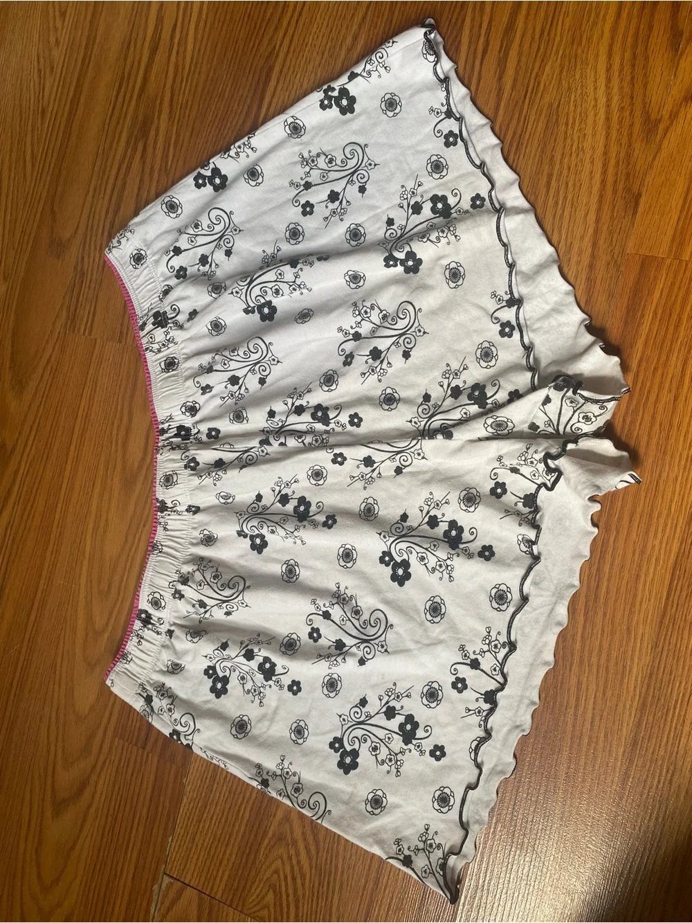 Women’s Floral White and Black Lounge Shorts